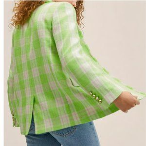 Mango neon tweed checkered blazer